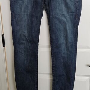 Women's True Religion Blue Straight Jeans with  Dark Purple Stitching